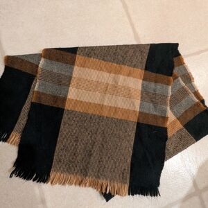 Plaid Black and Brown Scarf
